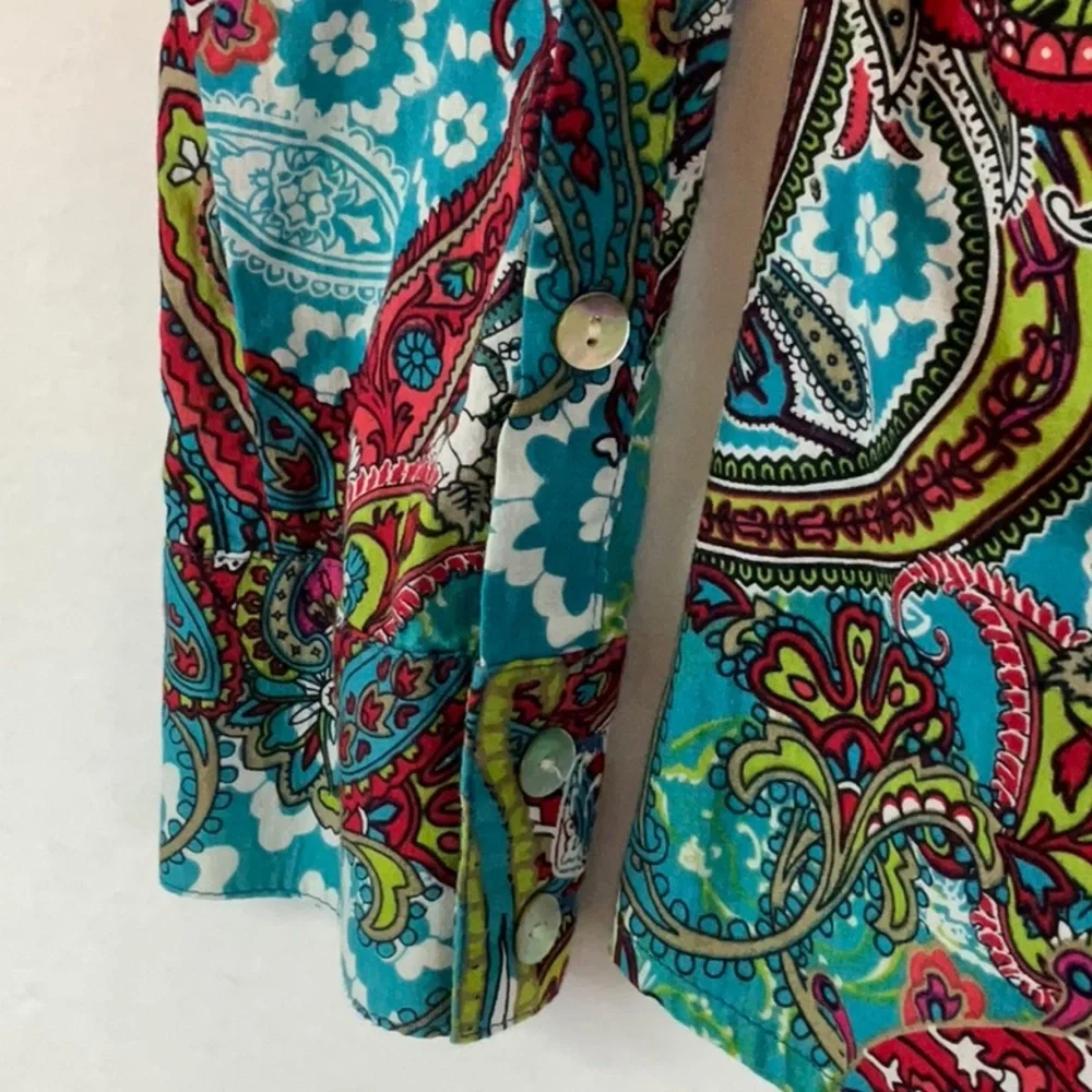 Chico’s Colorful Paisley Button-Up Shirt- size 3 - Picture 4 of 5